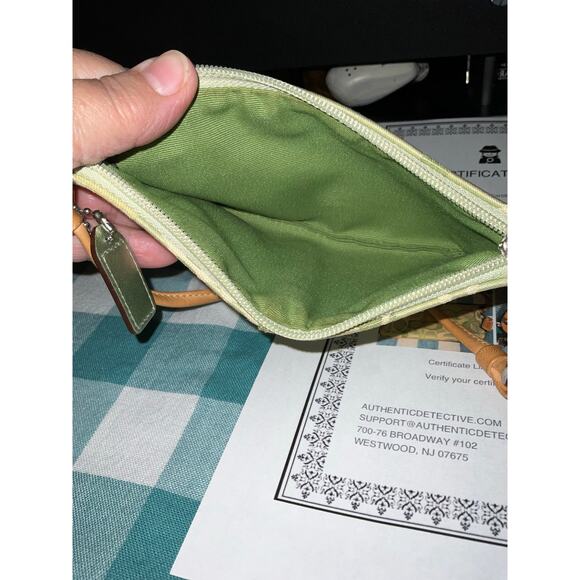 Vintage Coach Signature C Logo Canvas / Leather Trim Pouch/ Wristlet / COA - Picture 2 of 3